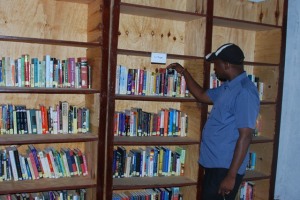 Books now stock the shelves in the new library.